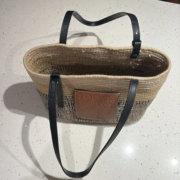 Loewe Square Basket Tote Woven Raffia Small Ombré Black - Picture 4 of 7